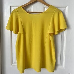 Gianni Bini Yellow Ruffle Sleeve Blouse